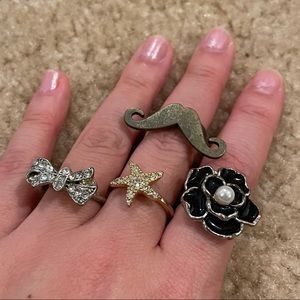 Bundle of 4 fun costume rings